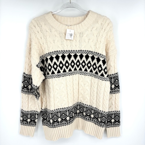 Line & Dot Sweaters - Line‎ & Dot Montana Fair Isle Sweater Size Medium NEW Cable Knit Cabin Evereve